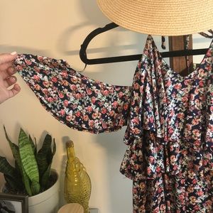 Floral Cold-Shoulder Maxi